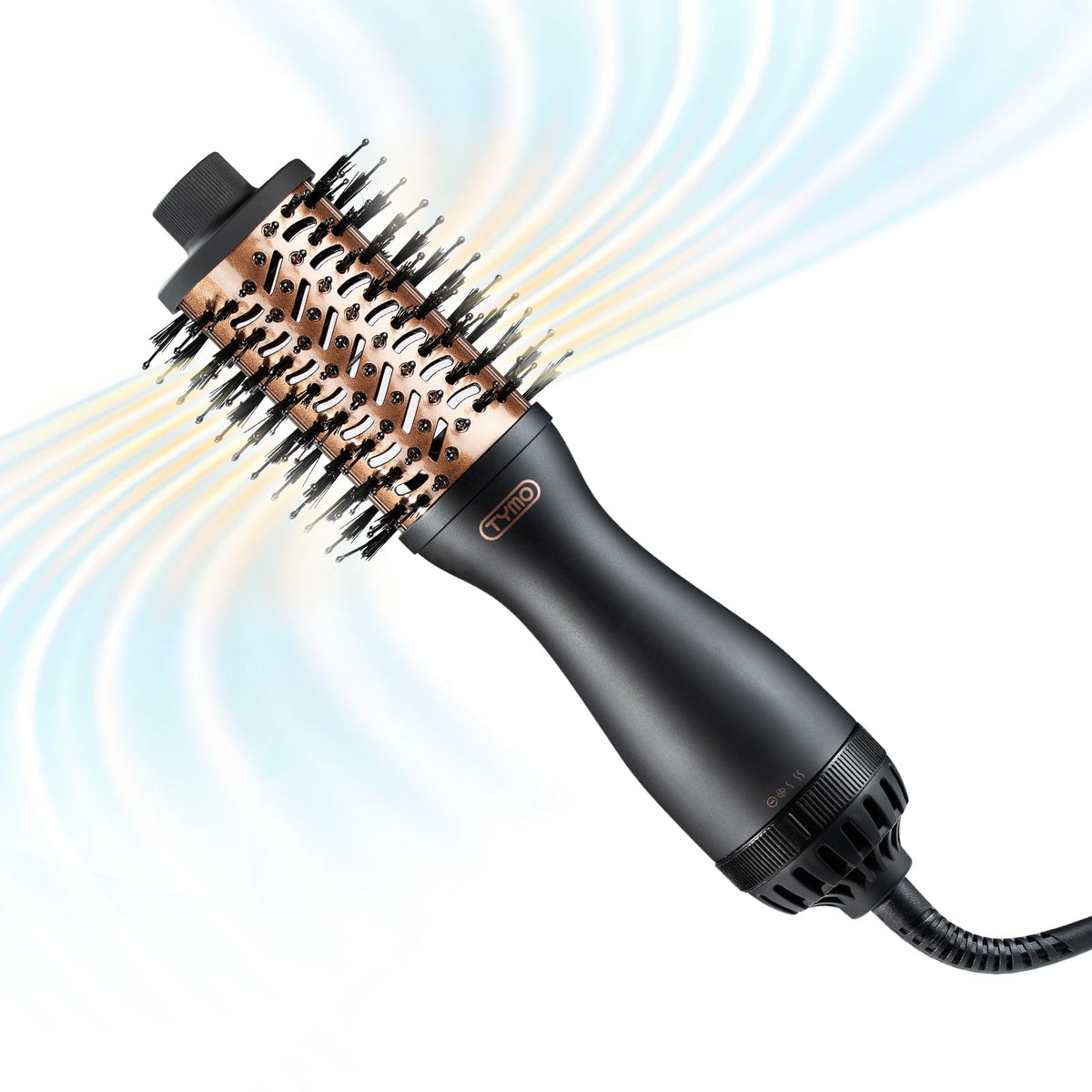 TYMO 2.0 Hair Blow Dryer Brush front view with oval barrel