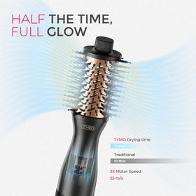 TYMO 2.0 Hair Blow Dryer Brush side view showing bristles