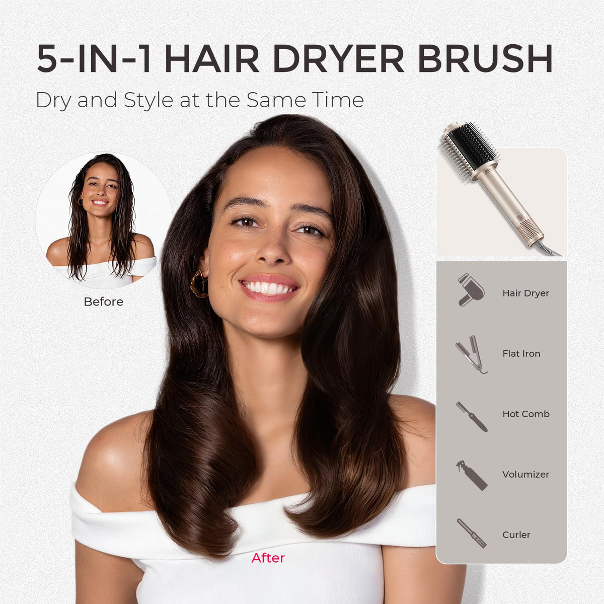 TYMO 4.0 Hair Blow Dryer Brush close-up of bristles
