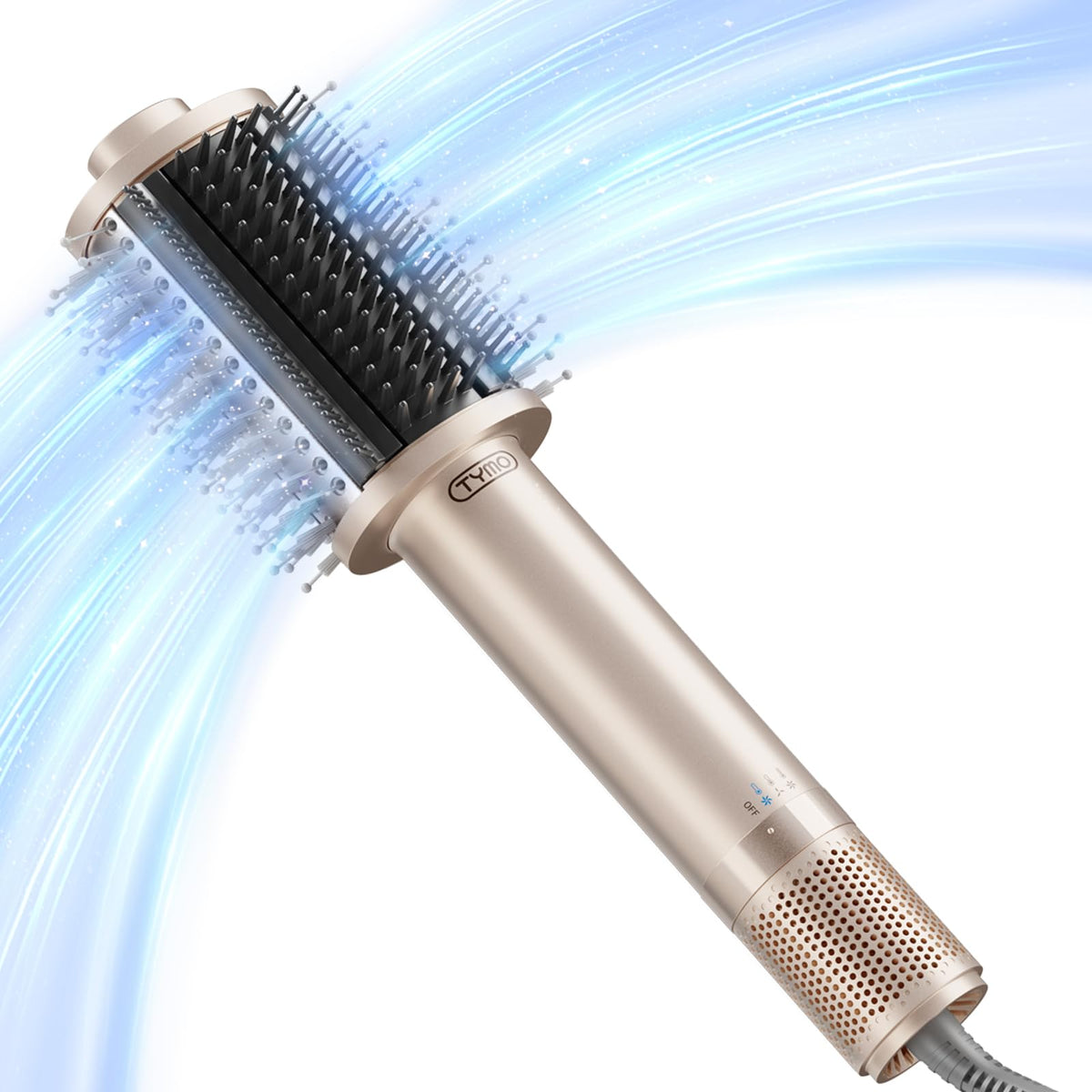 TYMO 4.0 Hair Blow Dryer Brush front view in gold