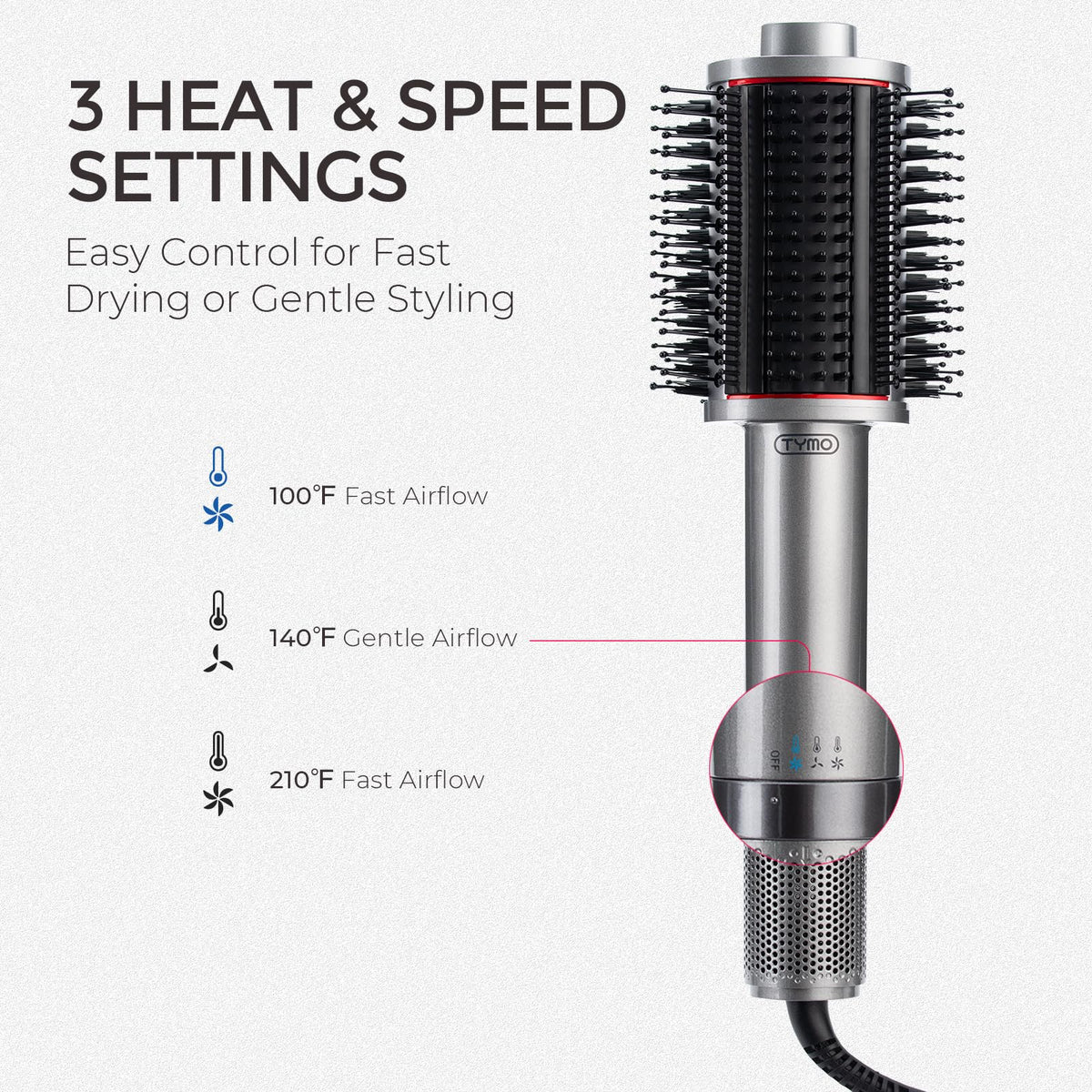 TYMO 4.0 Hair Blow Dryer Brush side view