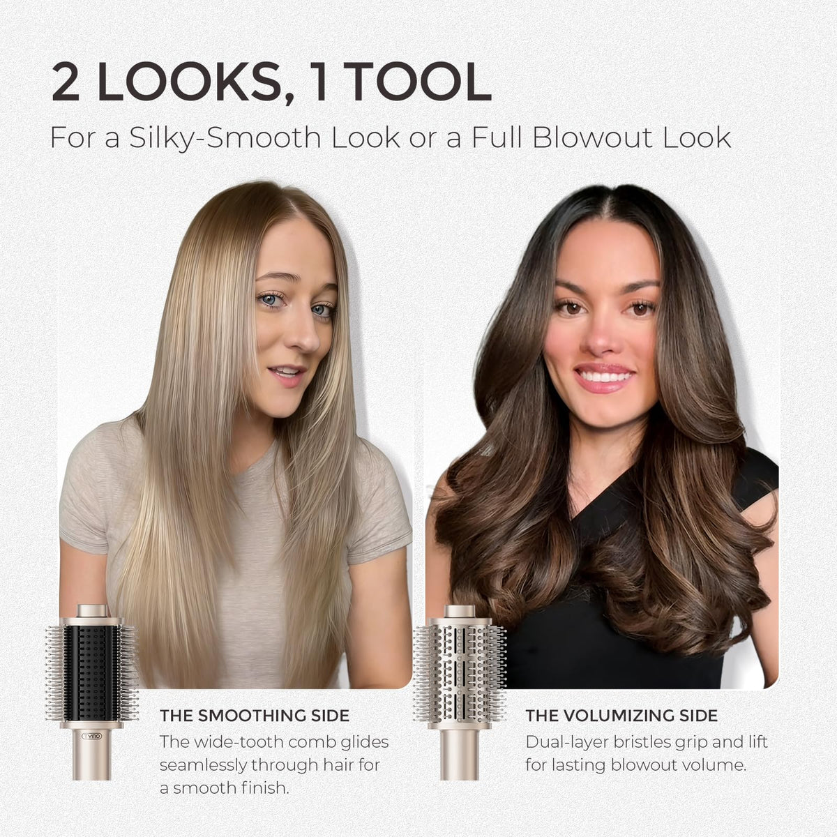 TYMO 4.0 Hair Blow Dryer Brush with heat settings displayed