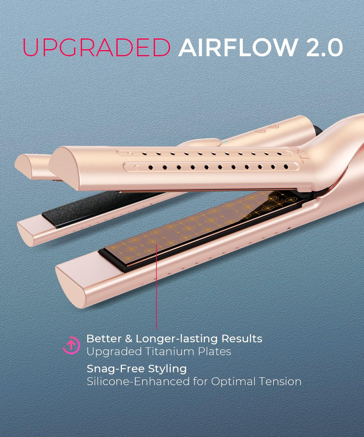 TYMO Airflow 2.0 Curling Iron Flat Iron close-up of barrel