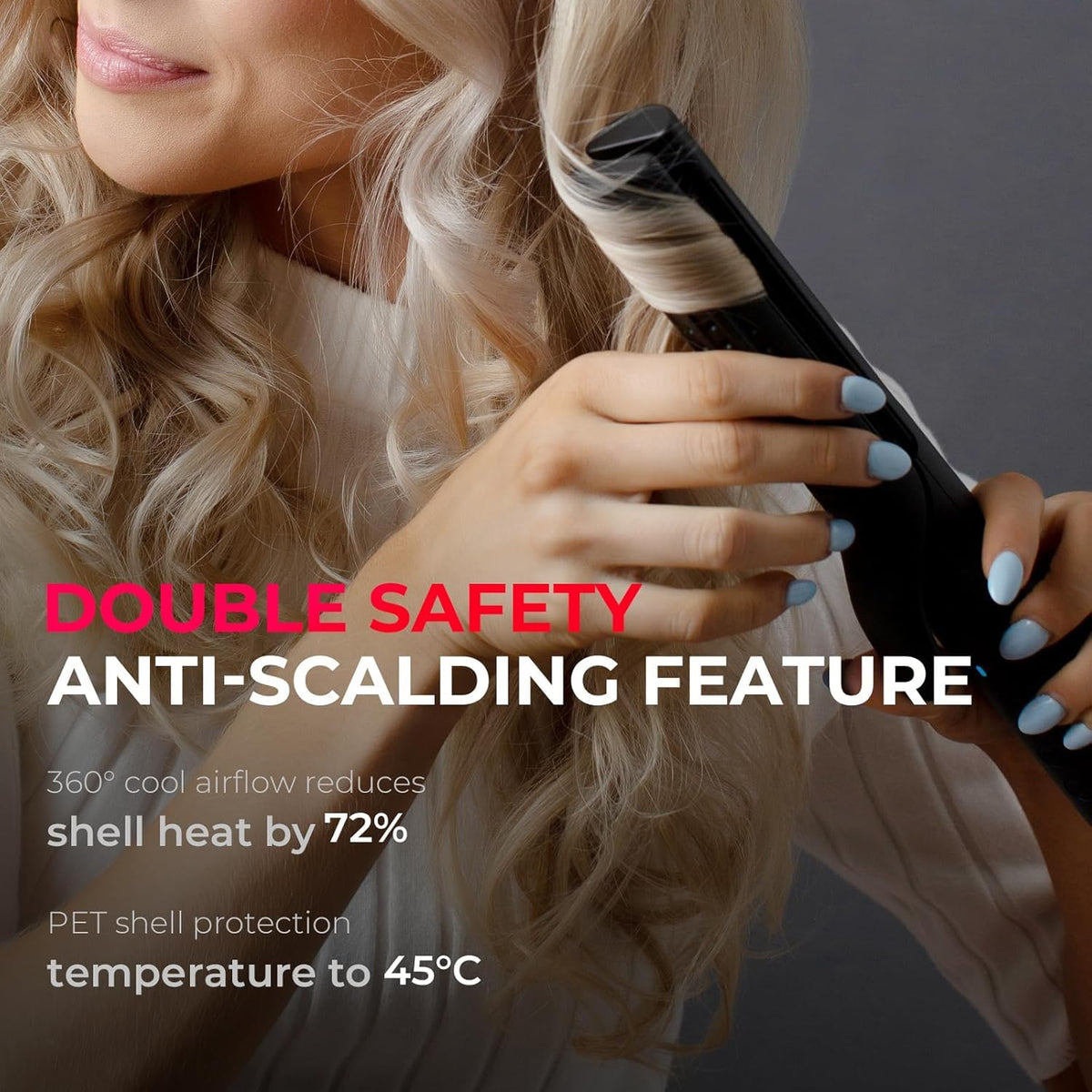TYMO Airflow 2.0 Curling Iron Flat Iron in use on hair