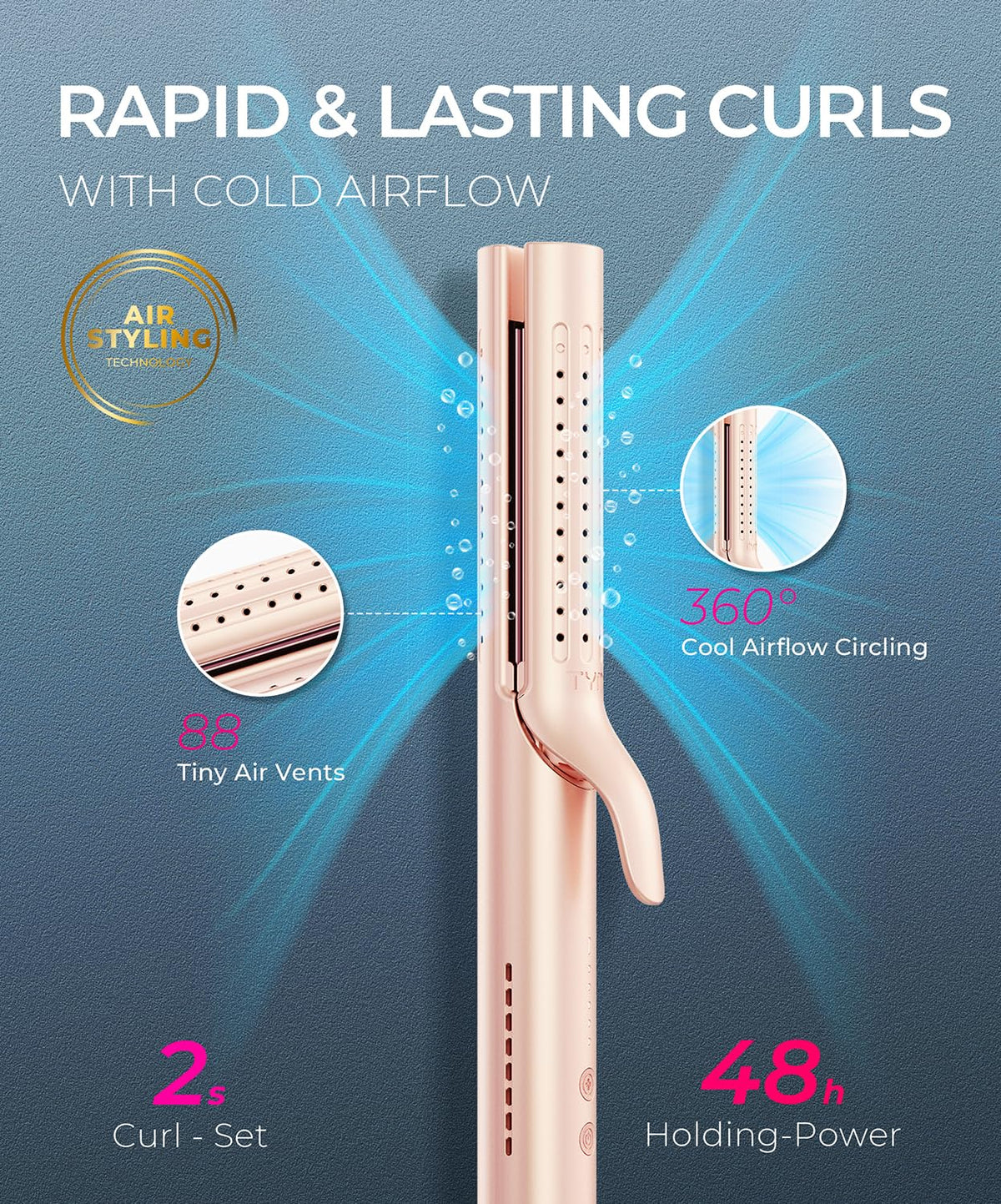 TYMO Airflow 2.0 Curling Iron Flat Iron side view