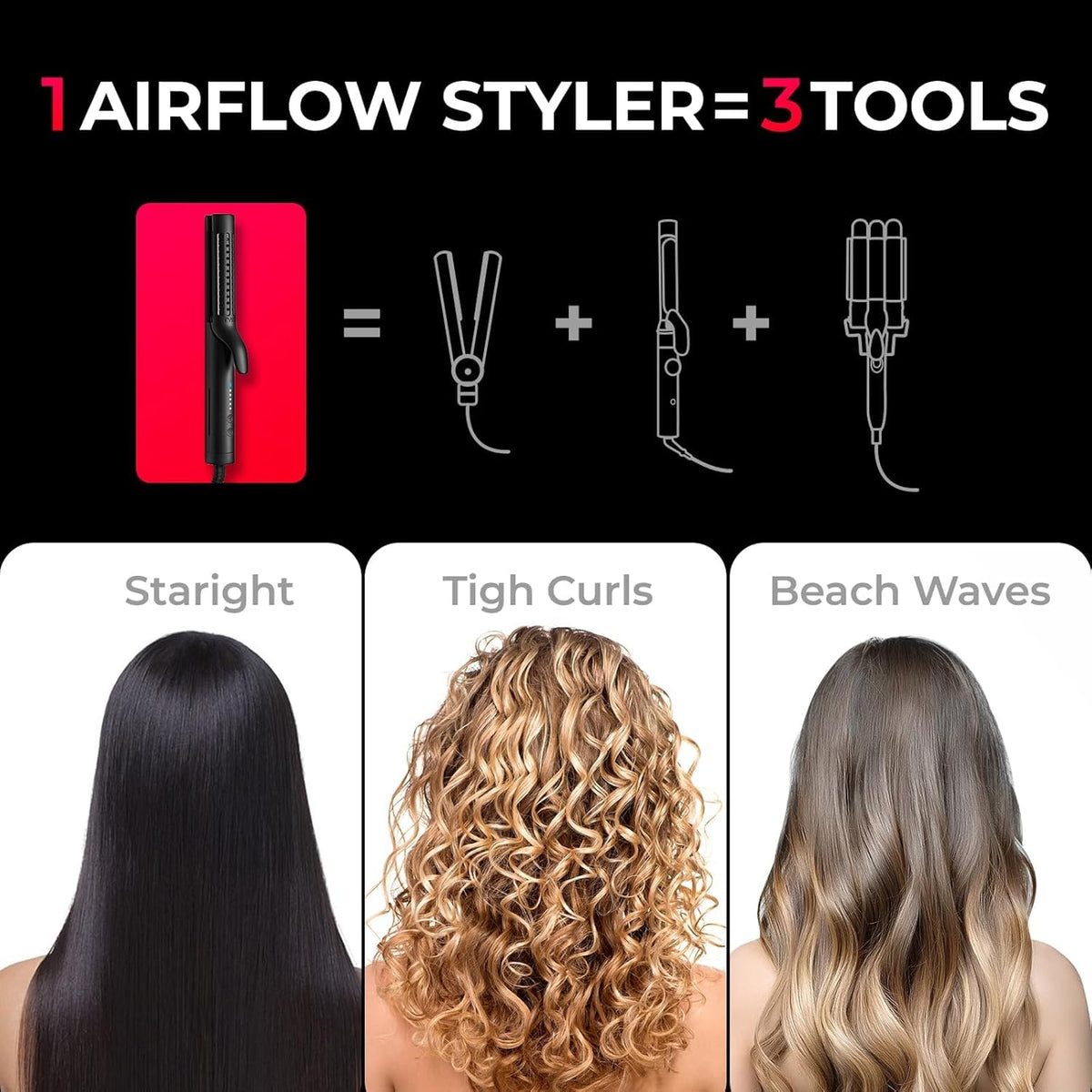 TYMO Airflow 2.0 Curling Iron Flat Iron with controls