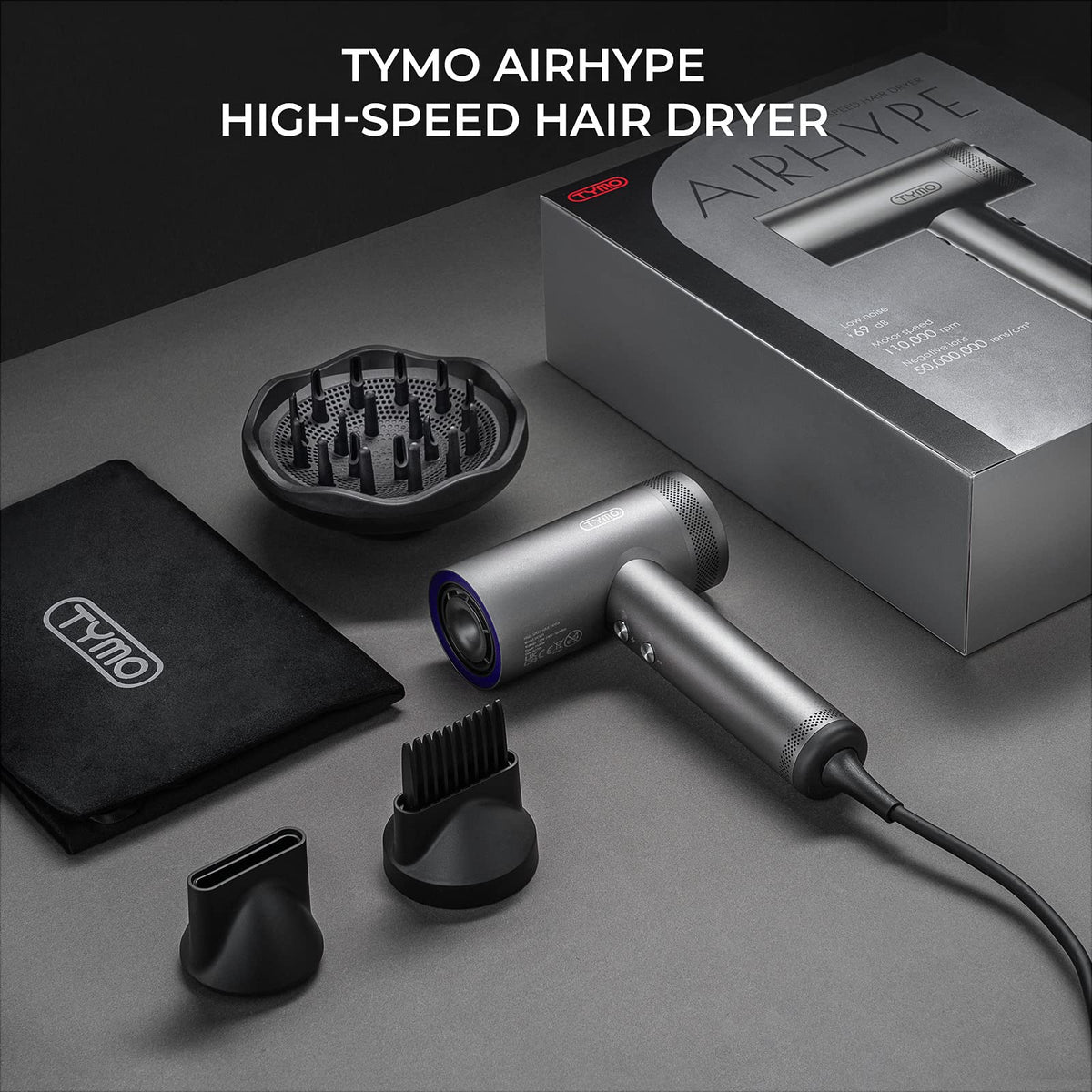 TYMO Blow Dryer packaging front view
