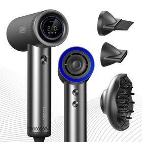 TYMO Blow Dryer with Comb front view showing graphite finish