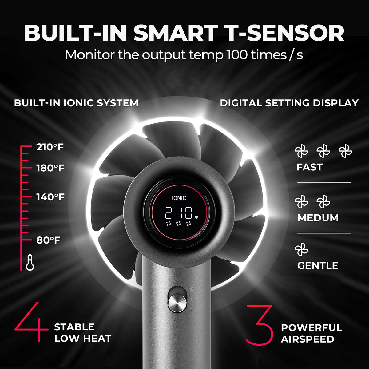 TYMO Blow Dryer with comb nozzle displaying wide-tooth design