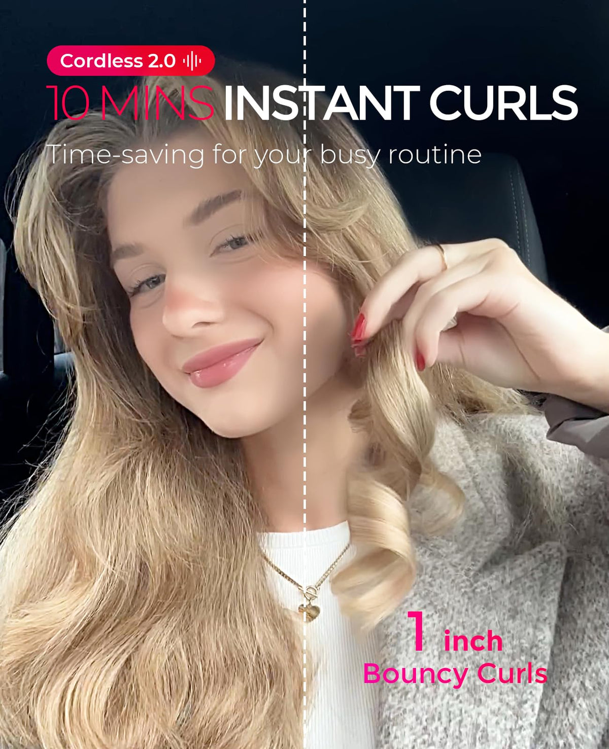 TYMO CURLGO curling iron with tangle-free design feature