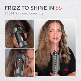 TYMO curling iron creating beach waves on hair