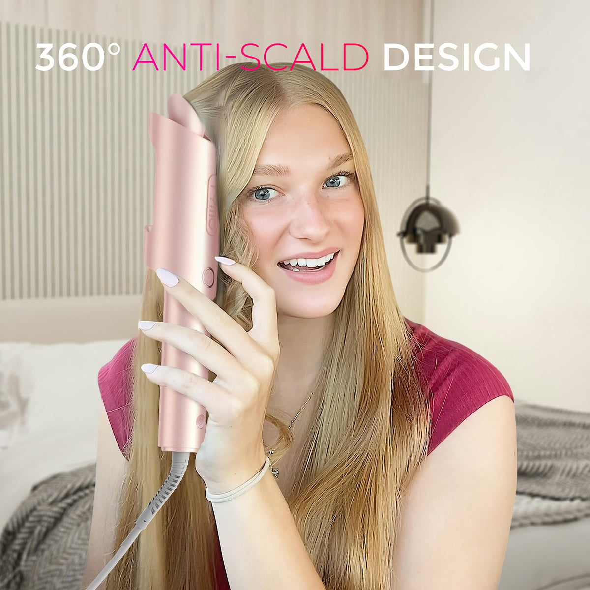 TYMO curling iron demonstrating anti-tangle feature