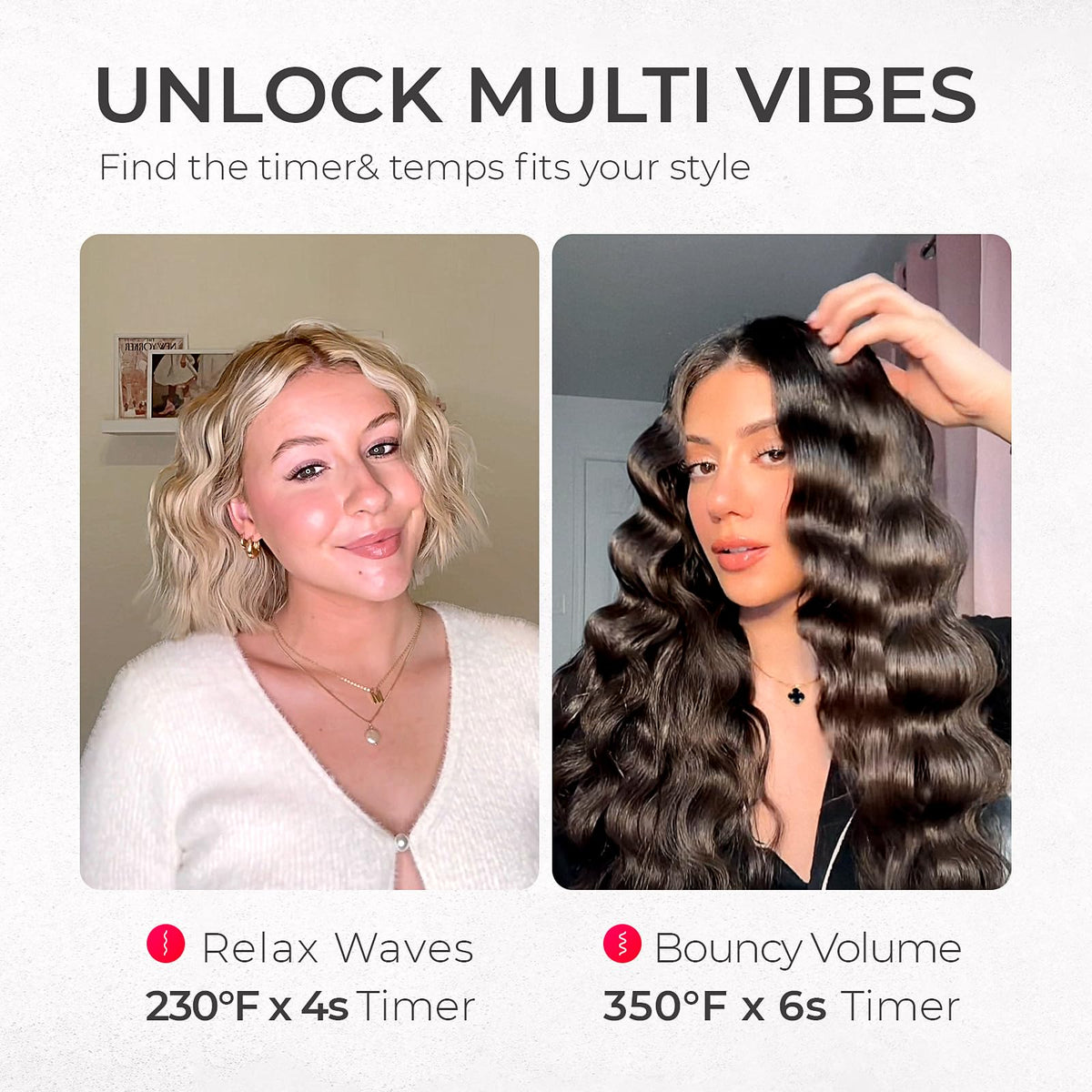 TYMO Curling Iron Hair Crimper Waver in use creating beach waves