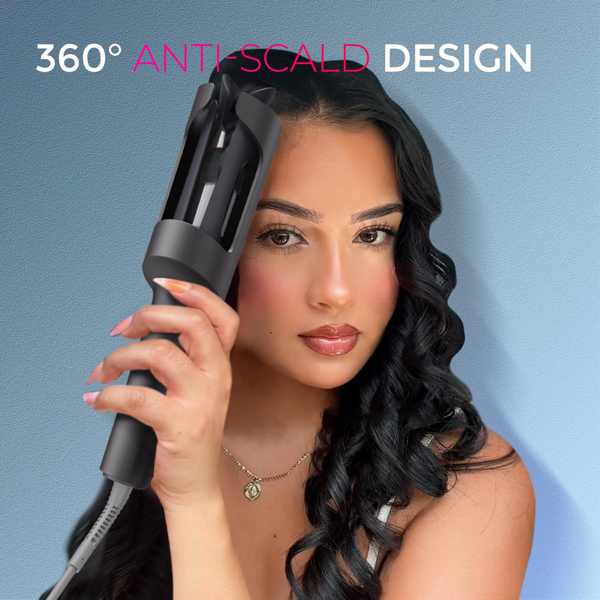 TYMO curling iron packaging with product details