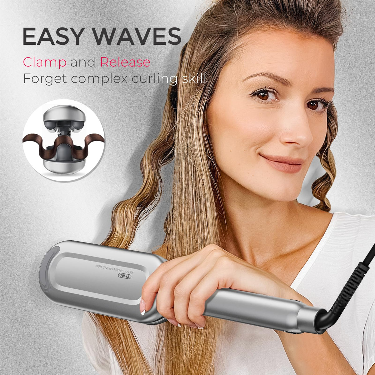 TYMO Curling Iron side view showing 1.25 inch barrel