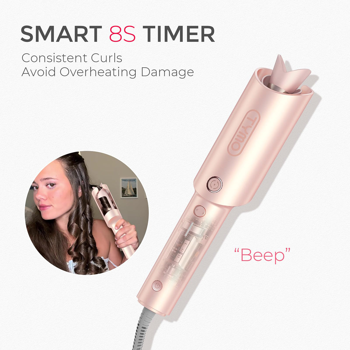 TYMO curling iron with cool-to-touch design