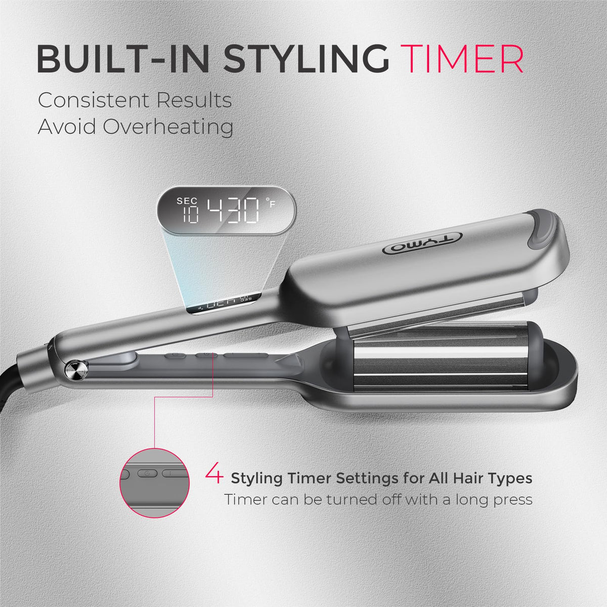 TYMO Curling Iron with settings display