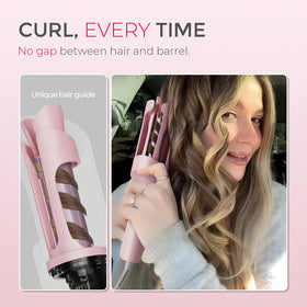 TYMO CurlPRO curling iron in use creating beach waves
