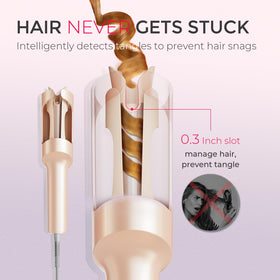 TYMO CurlPro curling iron in use on hair