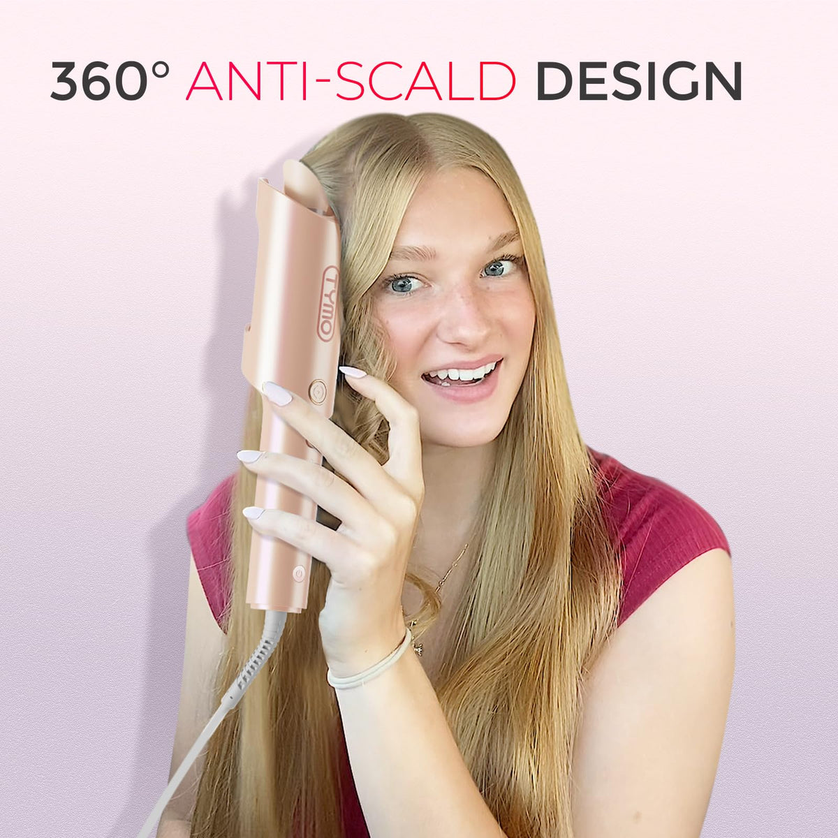 TYMO CurlPro curling iron showing anti-tangle feature