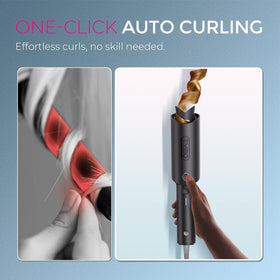 TYMO CURLPRO curling iron showing auto-rotation feature