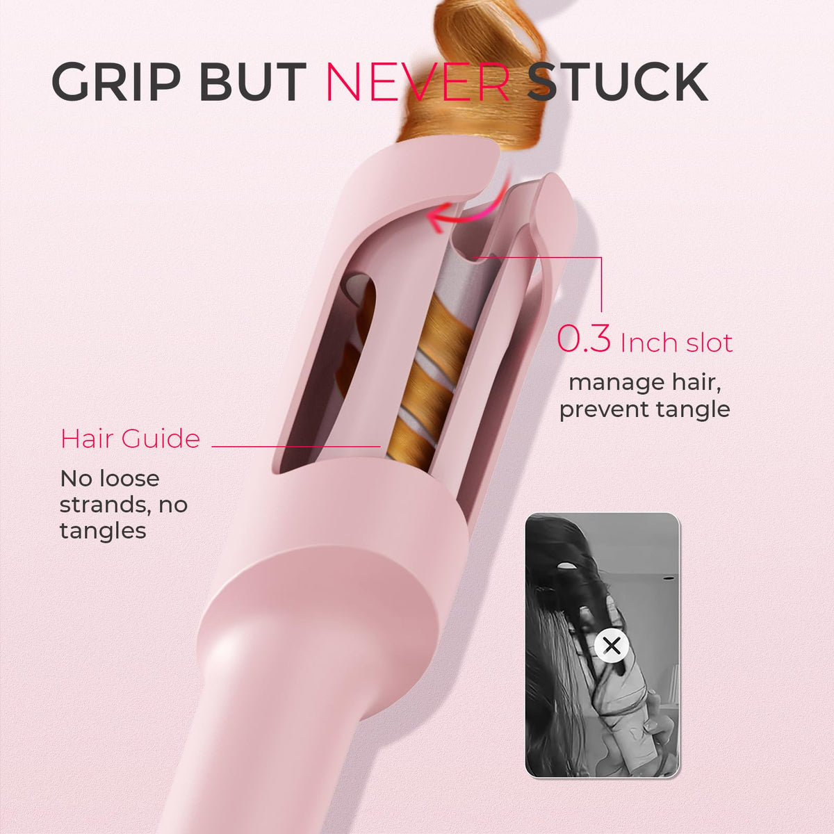 TYMO CurlPro demonstrating auto-rotation feature