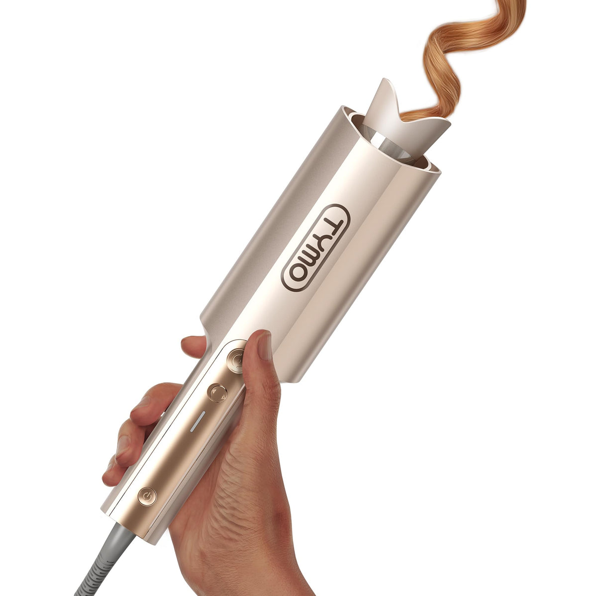 TYMO CurlPro Plus automatic curling iron front view in gold