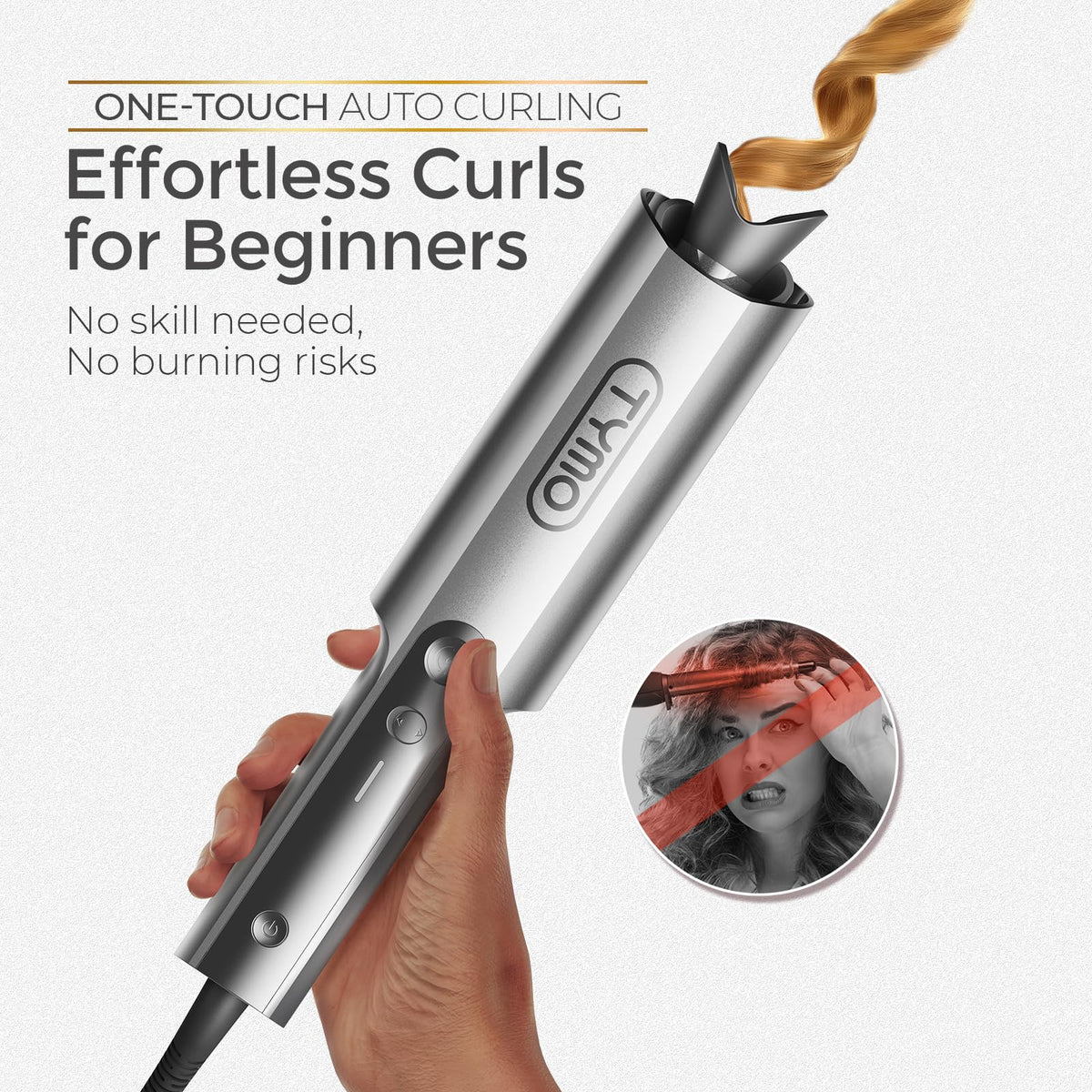 TYMO CurlPro Plus Automatic Curling Iron grey side view