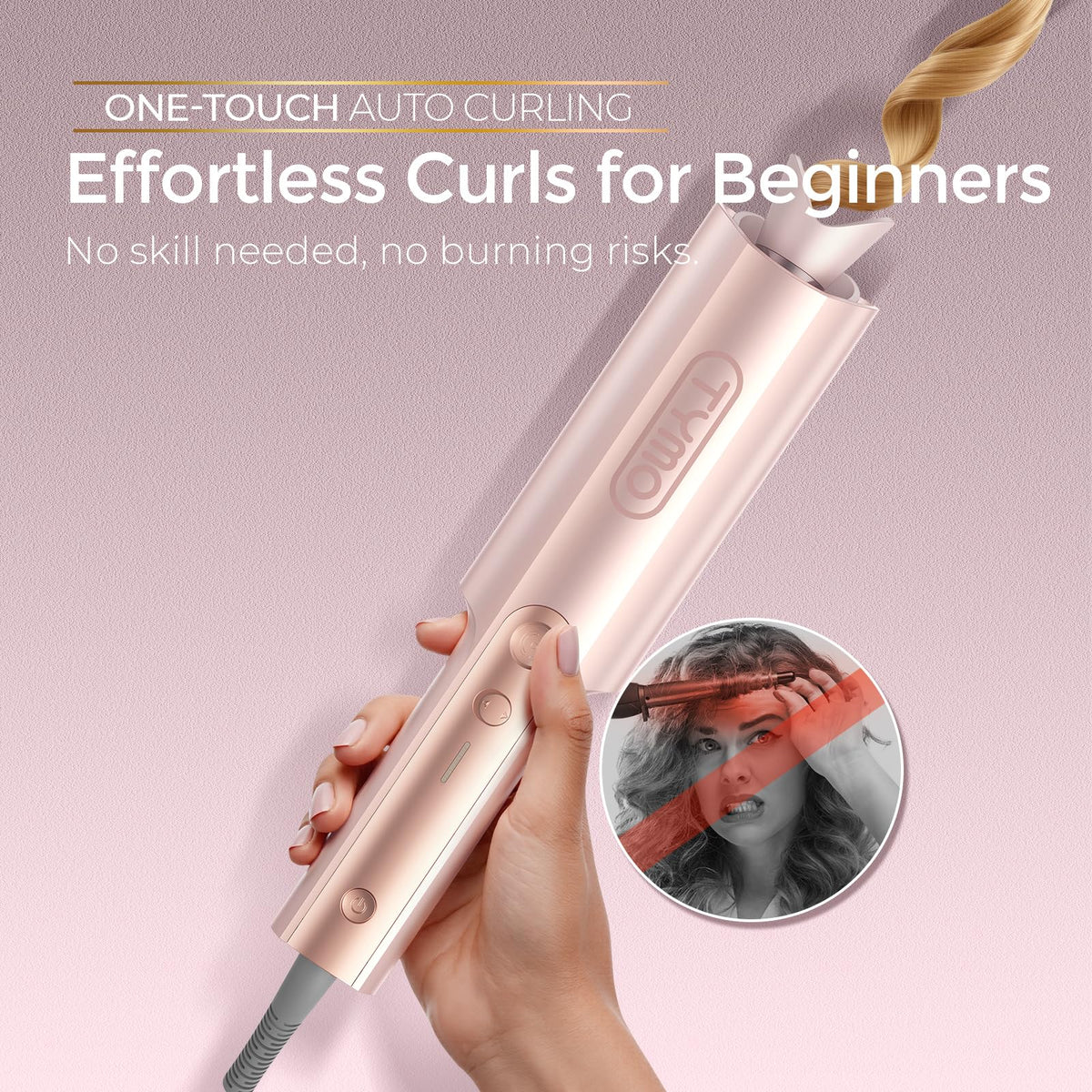 TYMO CurlPro Plus Automatic Curling Iron side view showing barrel