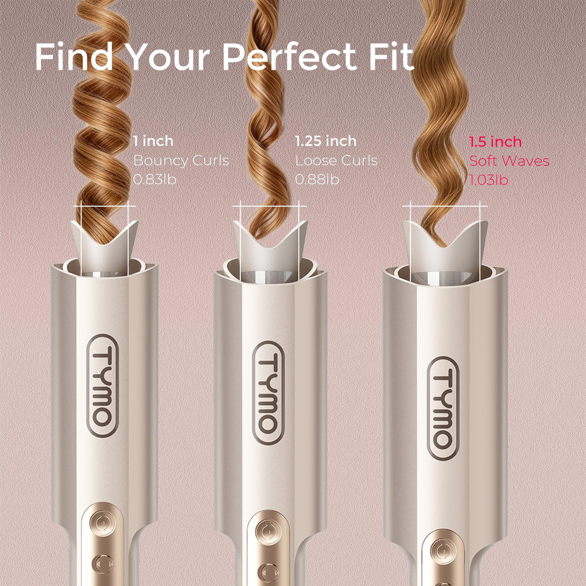 TYMO CurlPro Plus curling iron in use creating loose curls
