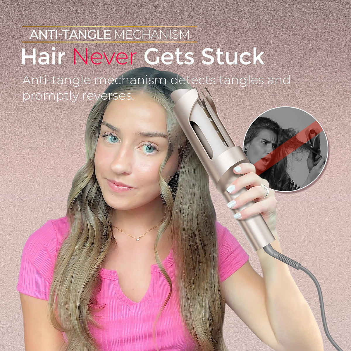 TYMO CurlPro Plus curling iron showing dual heater feature