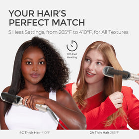TYMO Flat Iron Hair Straightener Brush showing 200M ions feature