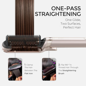 TYMO Flat Iron Hair Straightener Brush with temperature settings