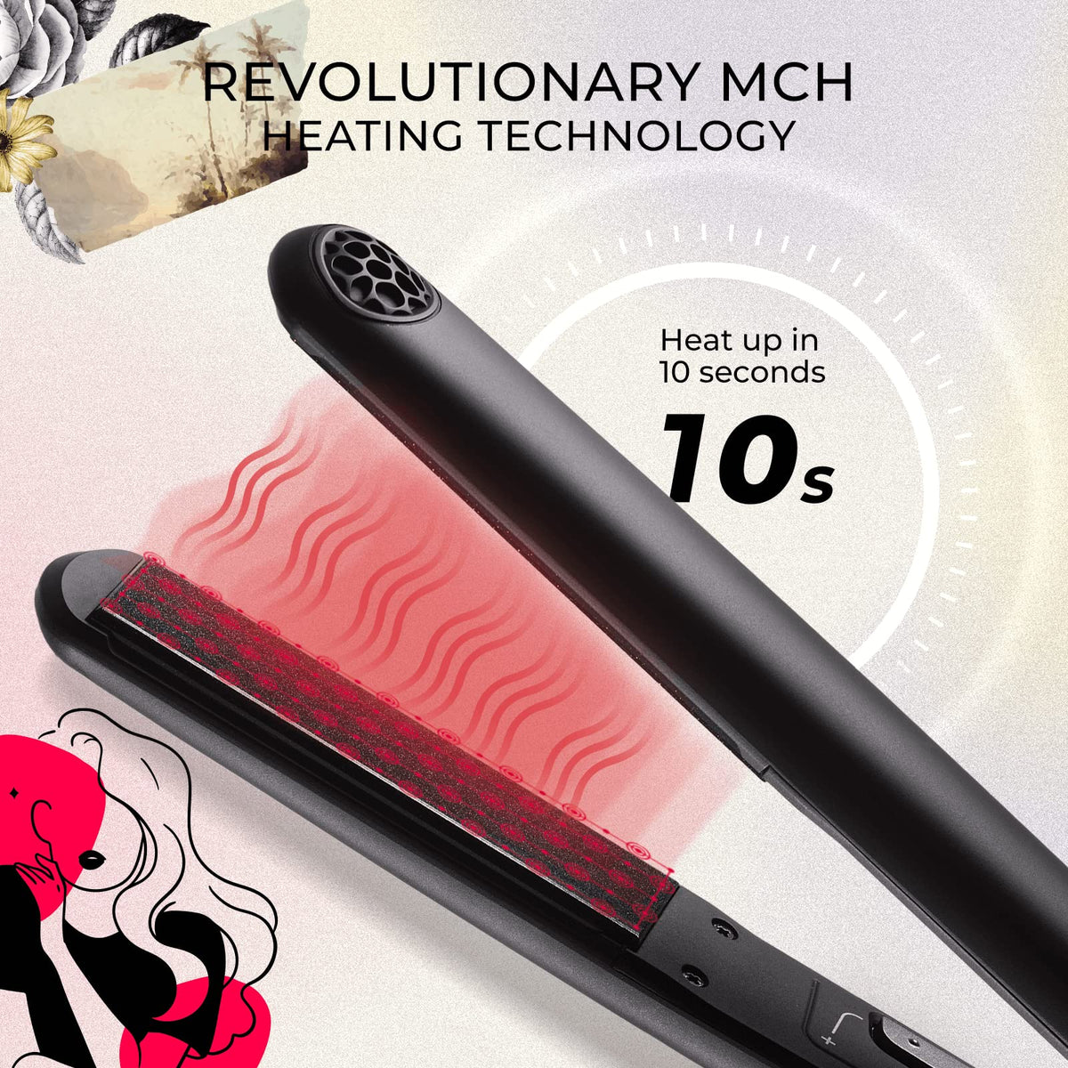 TYMO Flat Iron side view showing 3D floating plate