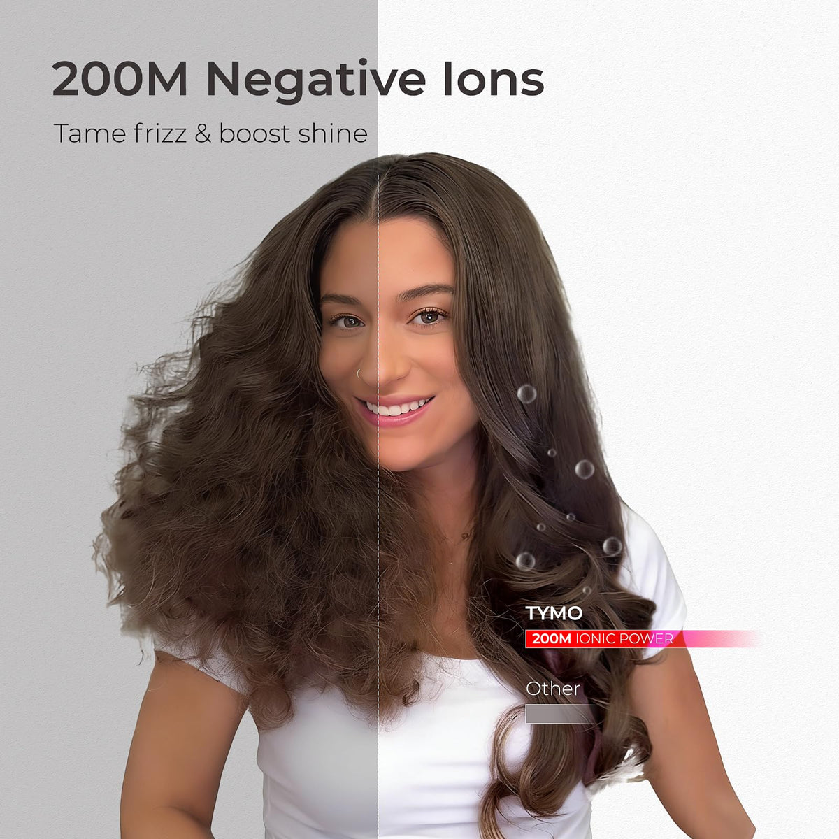 TYMO Hair Dryer Brush displaying temperature control settings