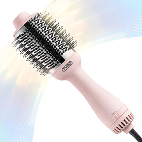 TYMO Hair Dryer Brush front view with titanium barrel