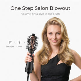 TYMO Hair Dryer Brush showing the titanium barrel