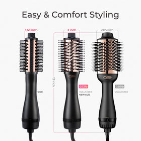 TYMO Hair Dryer Brush side view highlighting features