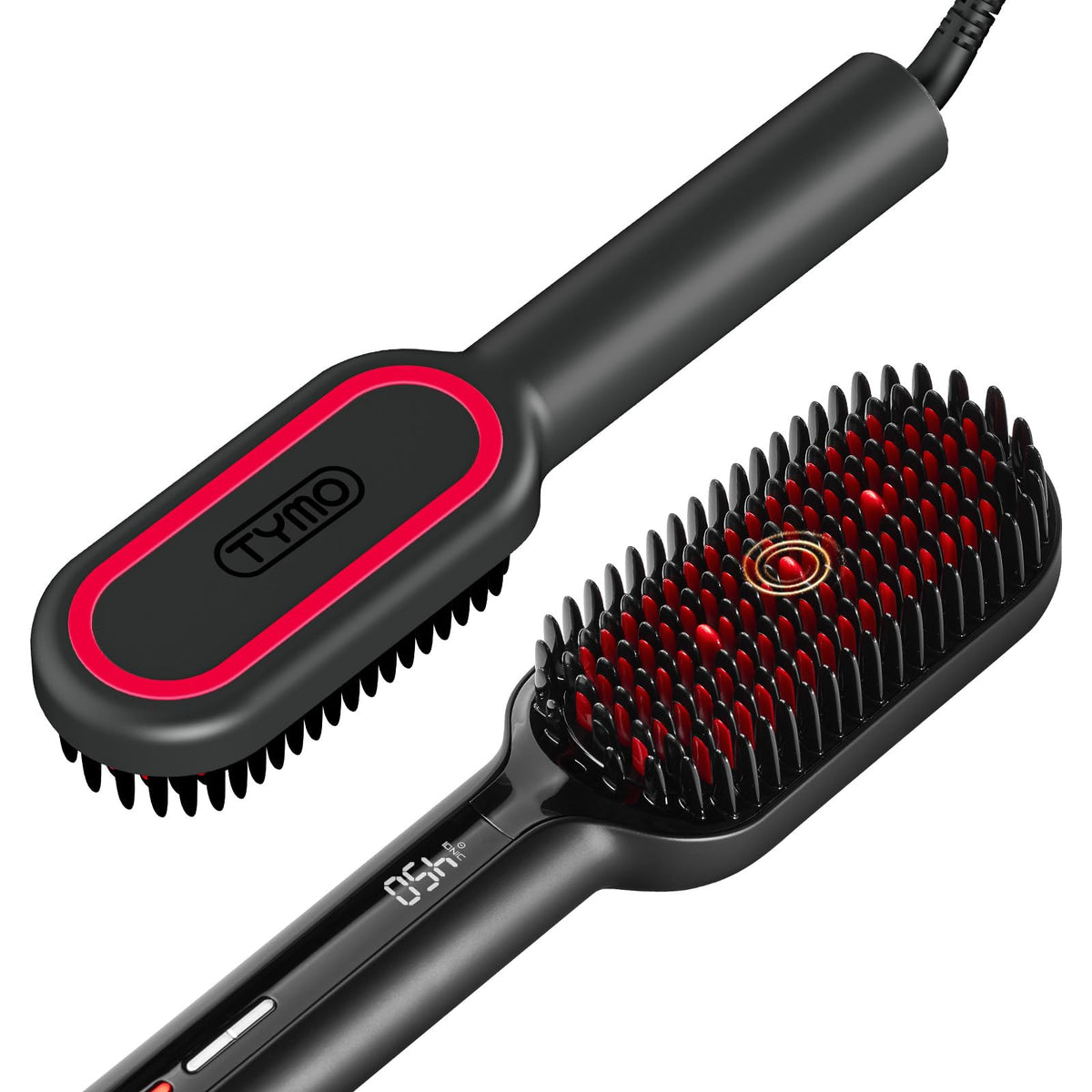TYMO Hair Straightener Brush front view with dense bristles