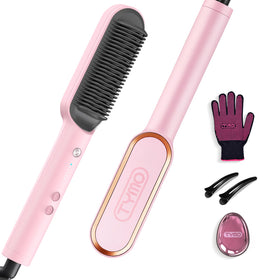TYMO Hair Straightener Brush Sakura Pink front view