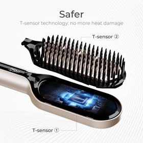 TYMO Hair Straightener Brush showing dense bristles