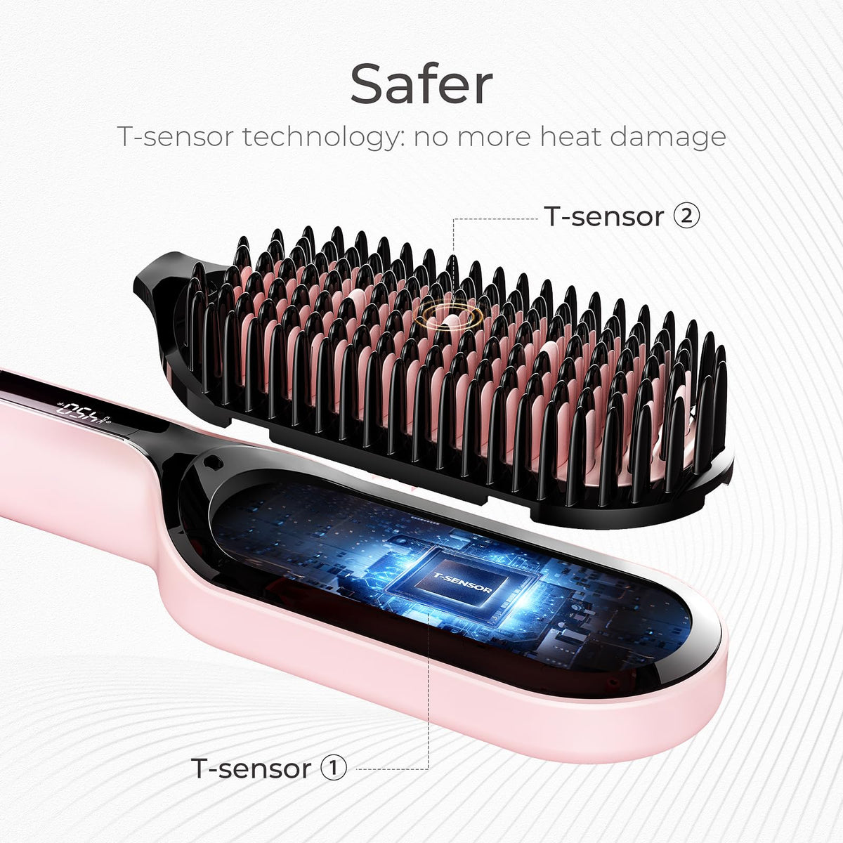 TYMO Hair Straightener Brush showing dense bristles