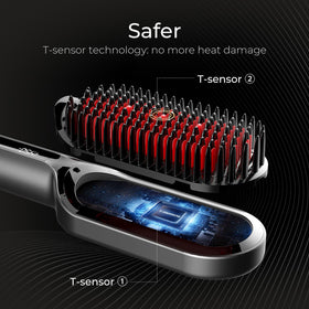 TYMO Hair Straightener Brush side view showing ergonomic design