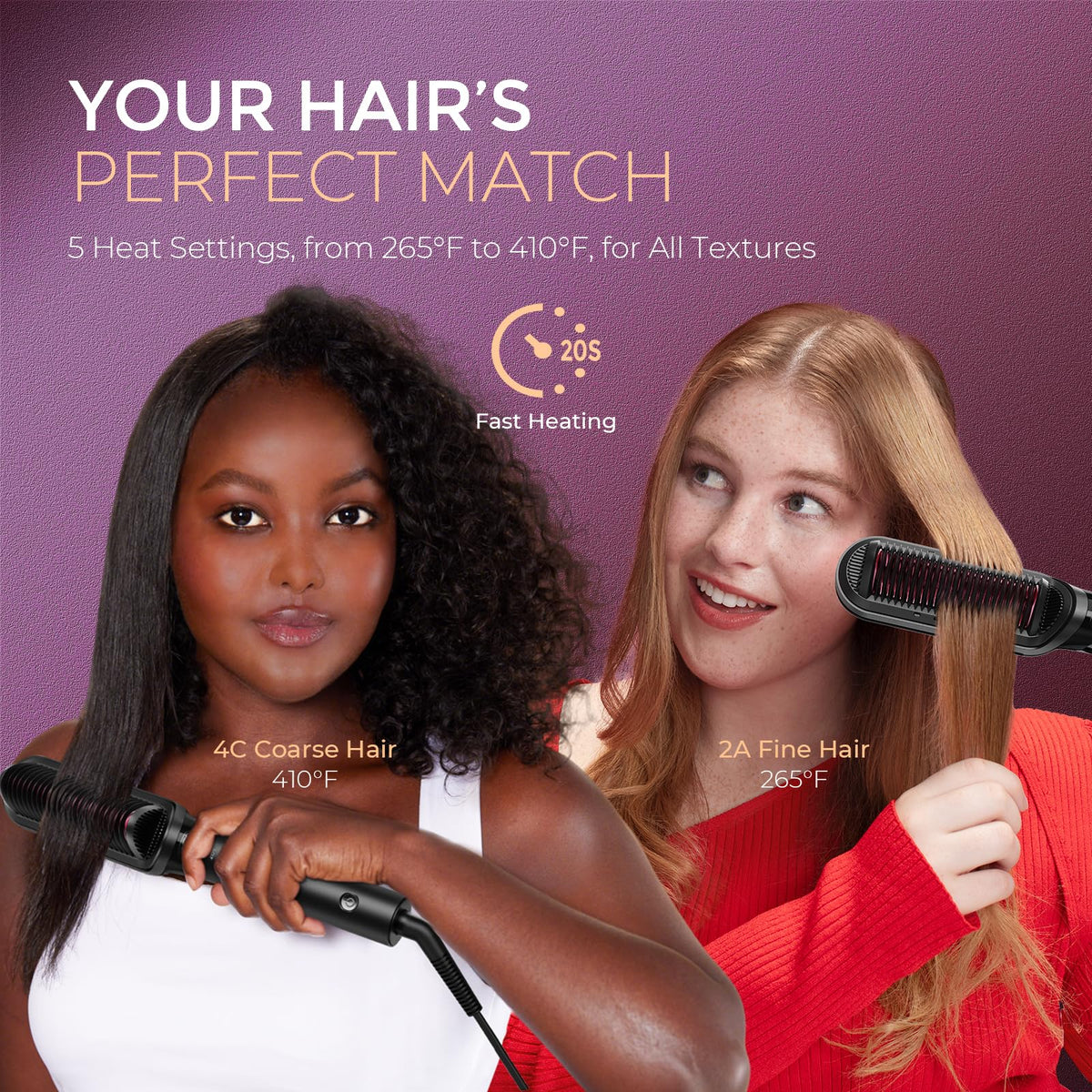 TYMO hair straightener brush with argan oil coating