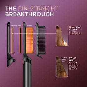 TYMO hair straightener brush with heat-proof comb