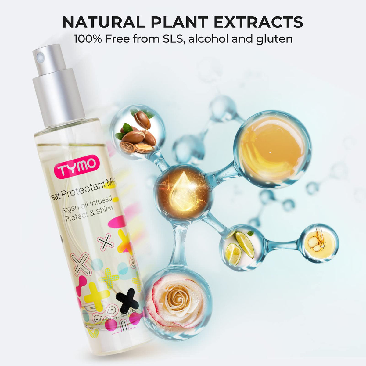 TYMO Heat Protection Spray in lifestyle setting on vanity