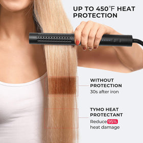 TYMO Heat Protection Spray with Argan Oil on a vanity