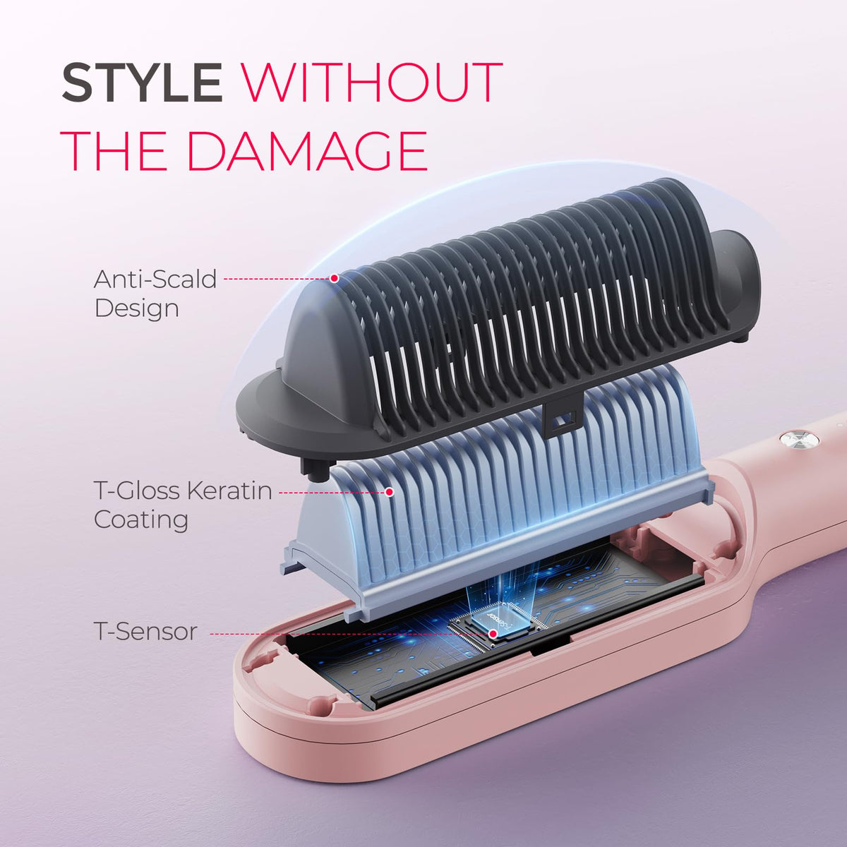 TYMO Ring Hair Straightener Brush with anti-scald design