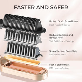 TYMO straightener brush with bobby pins on a vanity