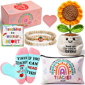 U-Goforst Teacher Appreciation Gift Set with crochet sunflower and pouch